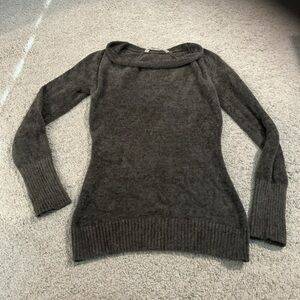 Athleta Cuddle Up Cozy Sweater Cowl Neck Pullover Raglan Rib Cuffs Charcoal XS